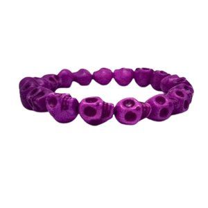 Genuine Howlite Skull Beaded Bracelet